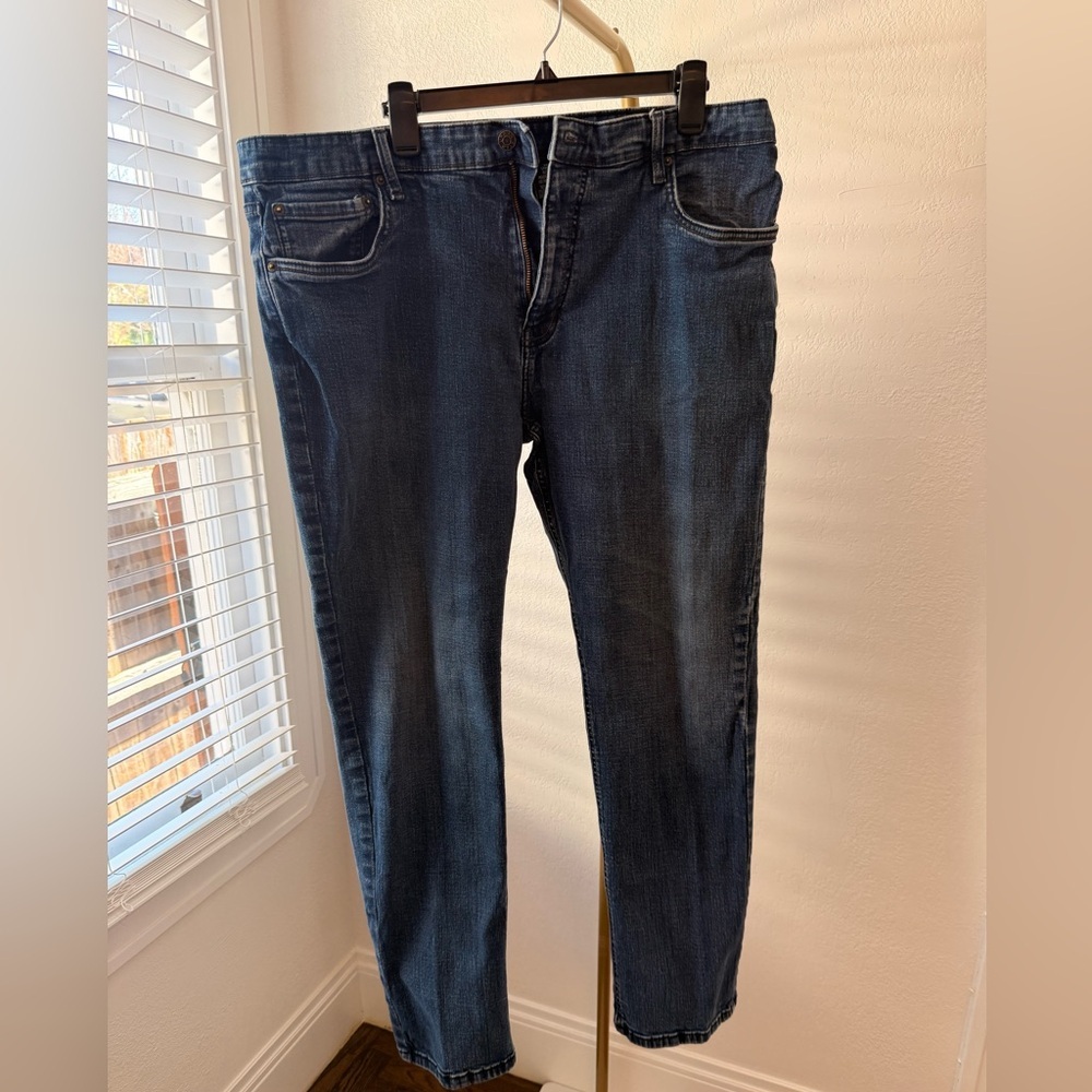 Urban Star Men’s Straight Leg Jeans 42x32 Blue Denim Stretch